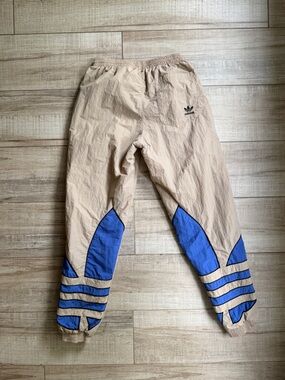 adidas Beige Mesh-Lined Track Pants with Contrasting Panels
